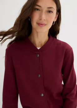 Damen bonprix Nachhaltigere Materialien|Sweat|Sweatjacke mit Knopfleiste