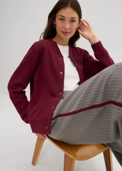 Damen bonprix Nachhaltigere Materialien|Sweat|Sweatjacke mit Knopfleiste