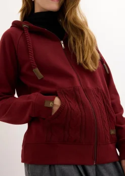 Sweatjacke mit Strickkapuze und Tasche Damen Sweat|Nachhaltigere Materialien