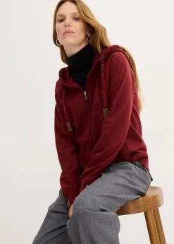 Sweatjacke mit Strickkapuze und Tasche Damen Sweat|Nachhaltigere Materialien