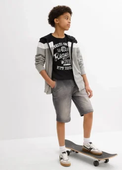 Sale Sweatjeans-Schlupfbermuda, Regular Fit Kinder Jungen 9-16 Jahre·Jeans|Jungen 9-16 Jahre·Shorts