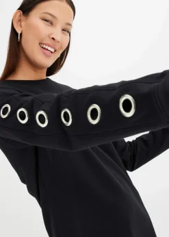 Damen bonprix Kleider|Sweat|Sweatkleid mit Ösen