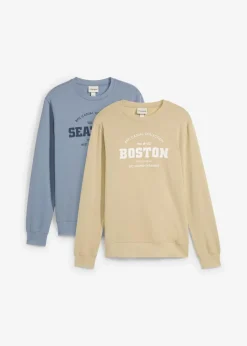 Herren bonprix Sweat|Große Größen|Sweatshirt aus reiner Bio-Baumwolle (2er Pack)