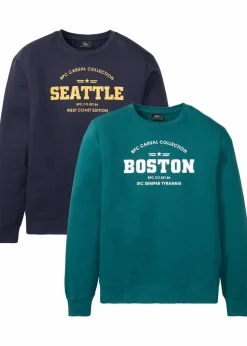 New Sweatshirt aus reiner Bio-Baumwolle (2er Pack) Herren Sweat|Große Größen