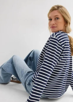 Damen bonprix Sweat|Sweatshirt aus Strukturmaterial