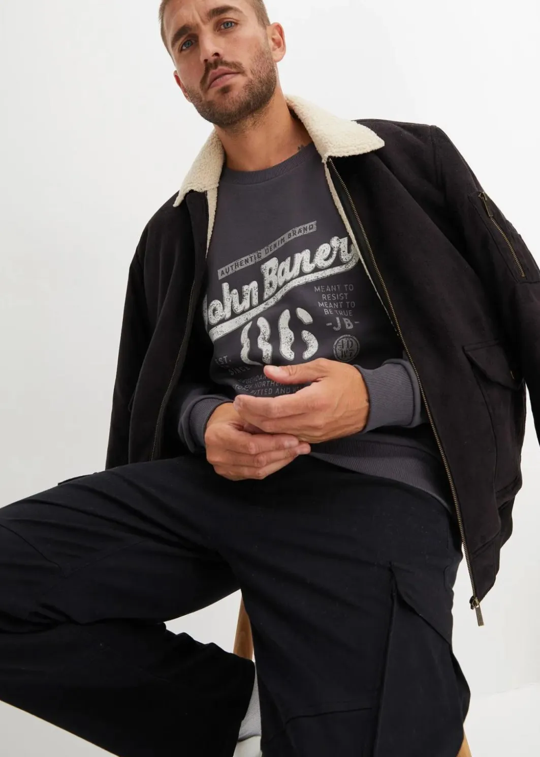 Hot Sweatshirt aus weichem Baumwoll-Mix Herren Große Größen|Sweat