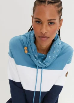 Damen bonprix Bekleidung·Blusen & Tuniken|Sweat|Sweatshirt mit bedrucktem Kragen aus reiner Baumwolle