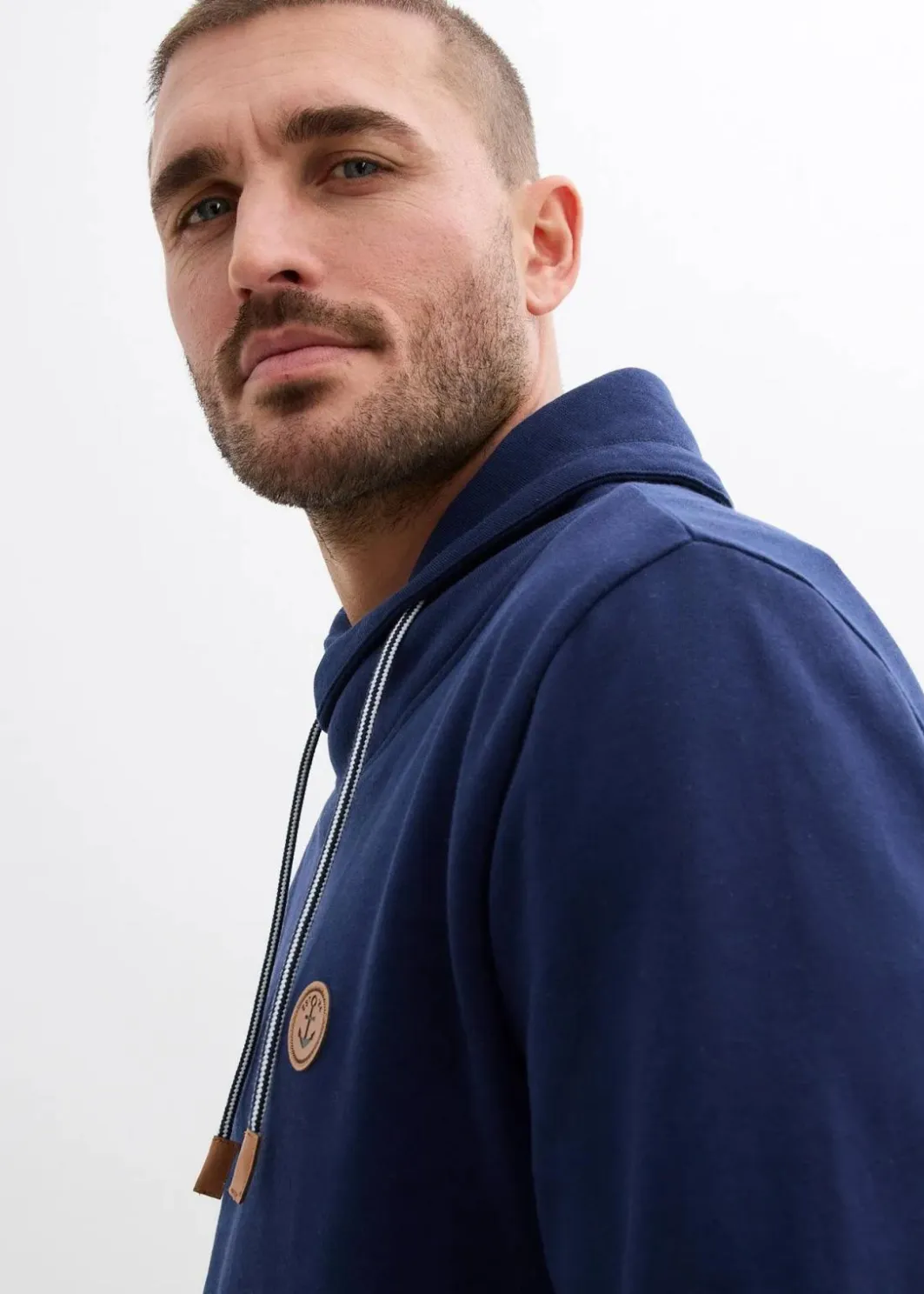 Sale Sweatshirt mit Schalkragen aus reiner Bio-Baumwolle Herren Sweat|Basics
