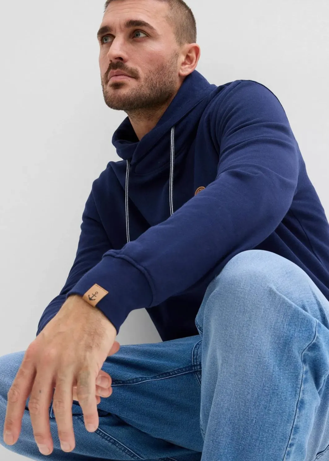 Sale Sweatshirt mit Schalkragen aus reiner Bio-Baumwolle Herren Sweat|Basics