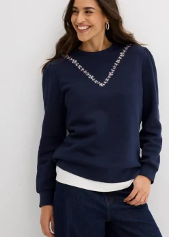 Clearance Sweatshirt mit Stickerei aus Baumwoll-Mix Damen Sweat|Bekleidung·Blusen & Tuniken