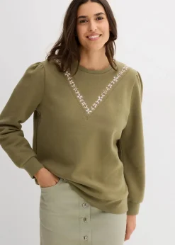Damen bonprix Bekleidung·Blusen & Tuniken|Sweat|Sweatshirt mit Stickerei aus Baumwoll-Mix