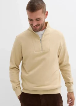 Sale Sweatshirt mit Troyerkragen aus reiner Bio-Baumwolle Herren Sweat|Basics