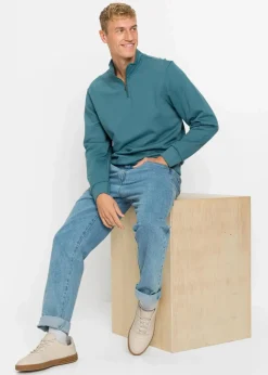 Herren bonprix Sweat|Sportbekleidung|Sweatshirt mit Troyerkragen