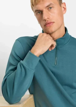 Herren bonprix Sweat|Sportbekleidung|Sweatshirt mit Troyerkragen