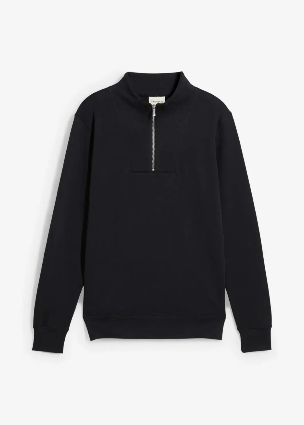 Herren bonprix Große Größen|Basics|Sweatshirt mit Troyerkragen aus reiner Bio-Baumwolle