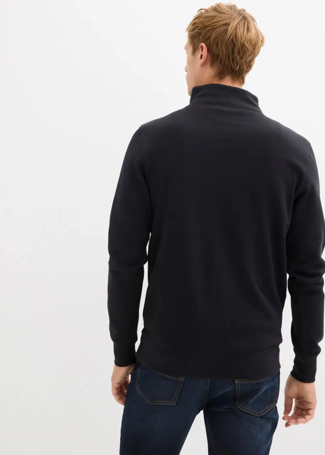 Herren bonprix Große Größen|Basics|Sweatshirt mit Troyerkragen aus reiner Bio-Baumwolle