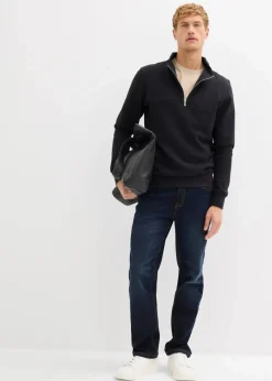 Herren bonprix Große Größen|Basics|Sweatshirt mit Troyerkragen aus reiner Bio-Baumwolle