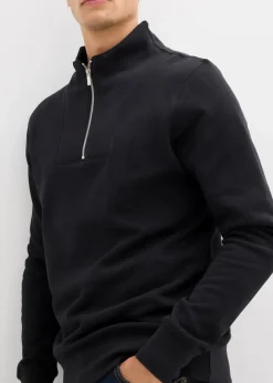 Herren bonprix Große Größen|Basics|Sweatshirt mit Troyerkragen aus reiner Bio-Baumwolle