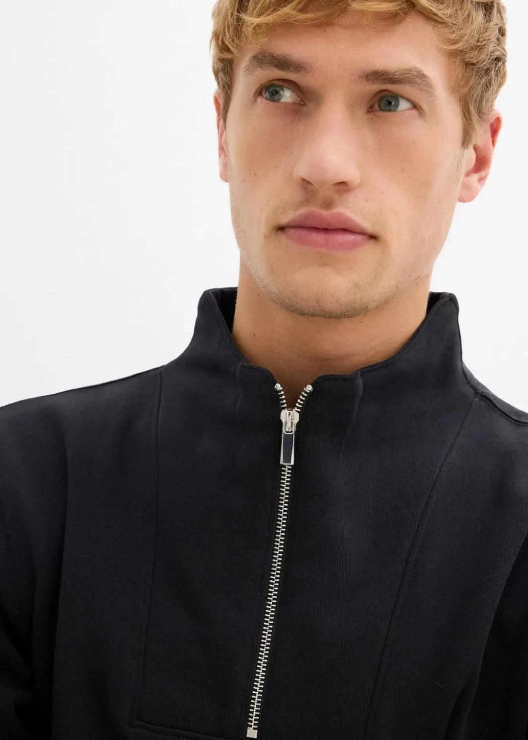 Herren bonprix Große Größen|Basics|Sweatshirt mit Troyerkragen aus reiner Bio-Baumwolle