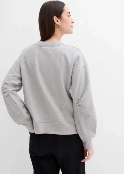 Discount Sweatshirt mit weitem Ripp-Kragen aus Bio-Baumwolle Damen Bekleidung·Blusen & Tuniken|Sweat