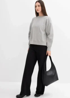 Discount Sweatshirt mit weitem Ripp-Kragen aus Bio-Baumwolle Damen Bekleidung·Blusen & Tuniken|Sweat