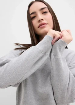 Discount Sweatshirt mit weitem Ripp-Kragen aus Bio-Baumwolle Damen Bekleidung·Blusen & Tuniken|Sweat