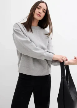 Discount Sweatshirt mit weitem Ripp-Kragen aus Bio-Baumwolle Damen Bekleidung·Blusen & Tuniken|Sweat