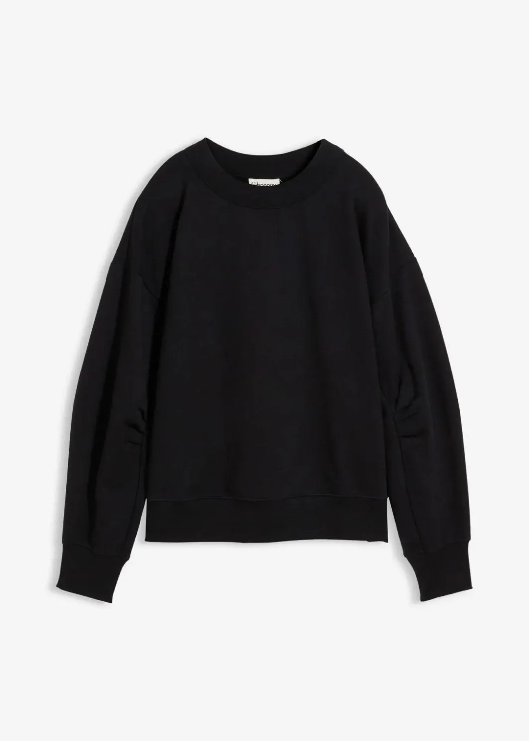 Damen bonprix Sweat|Bekleidung·Blusen & Tuniken|Sweatshirt mit weitem Ripp-Kragen aus Bio-Baumwolle