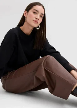 Damen bonprix Sweat|Bekleidung·Blusen & Tuniken|Sweatshirt mit weitem Ripp-Kragen aus Bio-Baumwolle