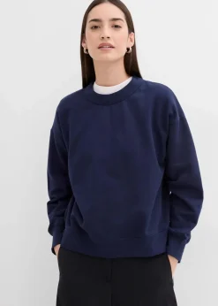 Discount Sweatshirt mit weitem Ripp-Kragen aus Bio-Baumwolle Damen Sweat|Bekleidung·Blusen & Tuniken