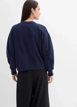 Discount Sweatshirt mit weitem Ripp-Kragen aus Bio-Baumwolle Damen Sweat|Bekleidung·Blusen & Tuniken