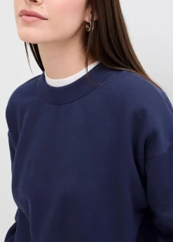 Discount Sweatshirt mit weitem Ripp-Kragen aus Bio-Baumwolle Damen Sweat|Bekleidung·Blusen & Tuniken