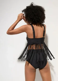 Damen bonprix Nachhaltigere Materialien|Tankinis|Tankini mit Fransen (2-tlg.Set)