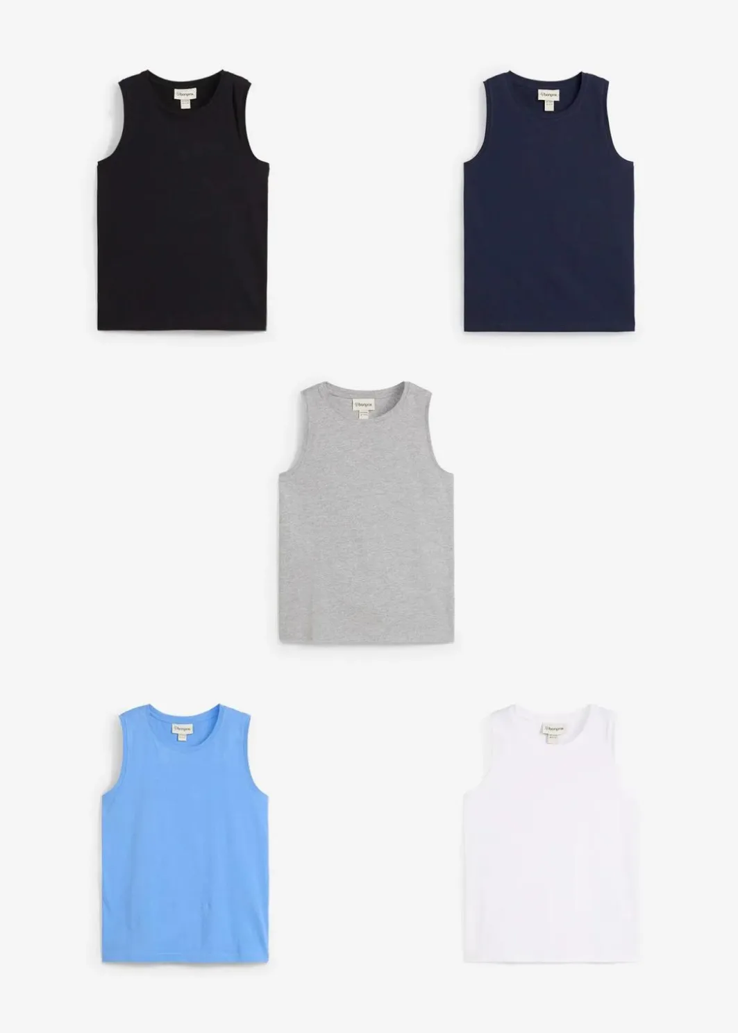 Kinder bonprix Jungen 9-16 Jahre·Shirts|Jungen 2-8 Jahre·Nachhaltigere Materialien|Tanktop (5er Pack) mit Bio Baumwolle