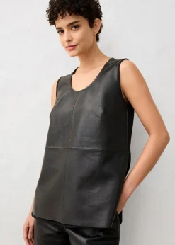 Damen bonprix Premium|Shirts & Tops|Tanktop mit Vorderseite aus Lammnappa-Leder