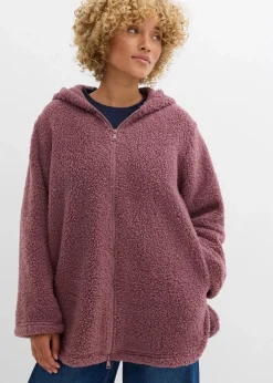 Damen bonprix Jacken & Mäntel|Sweat|Teddy-Fleece Jacke in A-Linie mit Seitenschlitzen