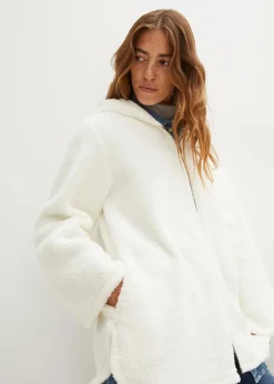 Best Teddy-Fleece Jacke in A-Linie mit Seitenschlitzen Damen Jacken & Mäntel|Sweat