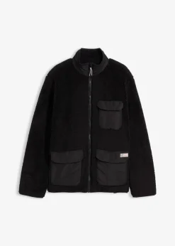 Herren bonprix Große Größen|Sweat|Teddy-Fleece Jacke mit praktischen Taschen und sportiven Details