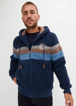 Herren bonprix Große Größen|Outdoorbekleidung|Teddy-Fleecejacke mit Kapuze