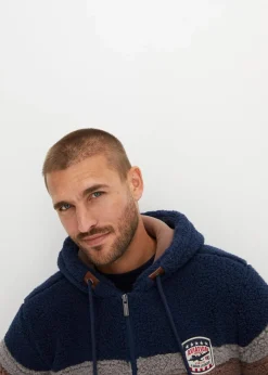 Herren bonprix Große Größen|Outdoorbekleidung|Teddy-Fleecejacke mit Kapuze
