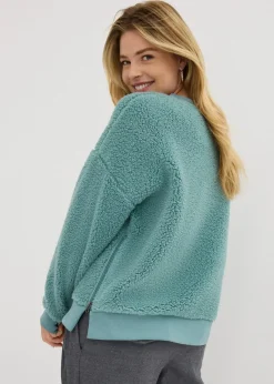 Damen bonprix Sweat|Nachhaltigere Materialien|Teddy-Fleecepullover