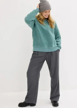 Damen bonprix Sweat|Nachhaltigere Materialien|Teddy-Fleecepullover