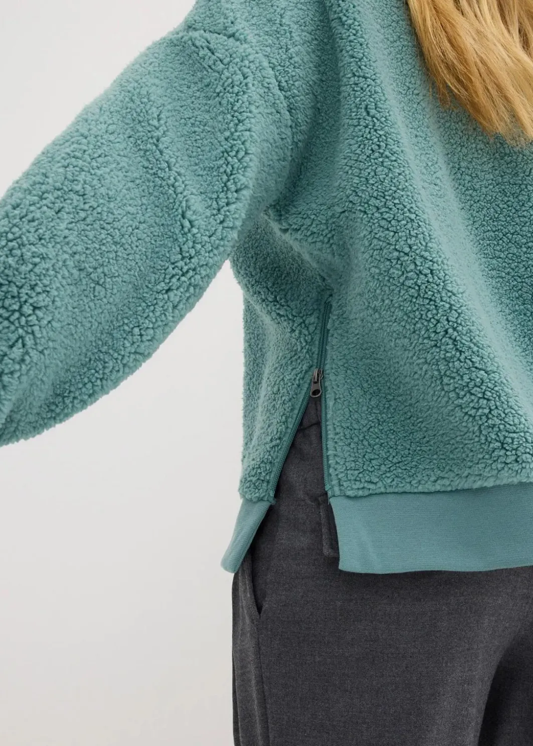 Damen bonprix Sweat|Nachhaltigere Materialien|Teddy-Fleecepullover