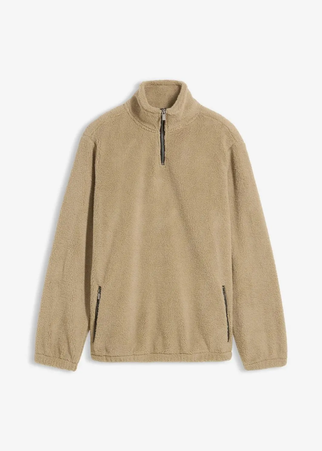 Teddy-Fleecepullover mit praktischen Reißverschlusstaschen Herren Sweat|Große Größen