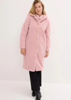 Damen bonprix Jacken & Mäntel|Bekleidung·Hosen|Teddymantel mit Kapuze und Taschen