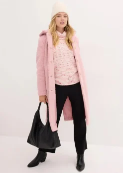 Damen bonprix Jacken & Mäntel|Bekleidung·Hosen|Teddymantel mit Kapuze und Taschen