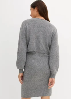 Damen bonprix Umstandsmode|Nachhaltigere Materialien|2-teiliges Umstands-Strickset aus Pullover und Rock