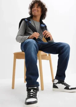 Kinder bonprix Jungen 9-16 Jahre·Bademode|Jungen 9-16 Jahre·Jacken & Outdoor|Thermo Regular Fit Schlupfjeans mit Jerseyfutter, Straight