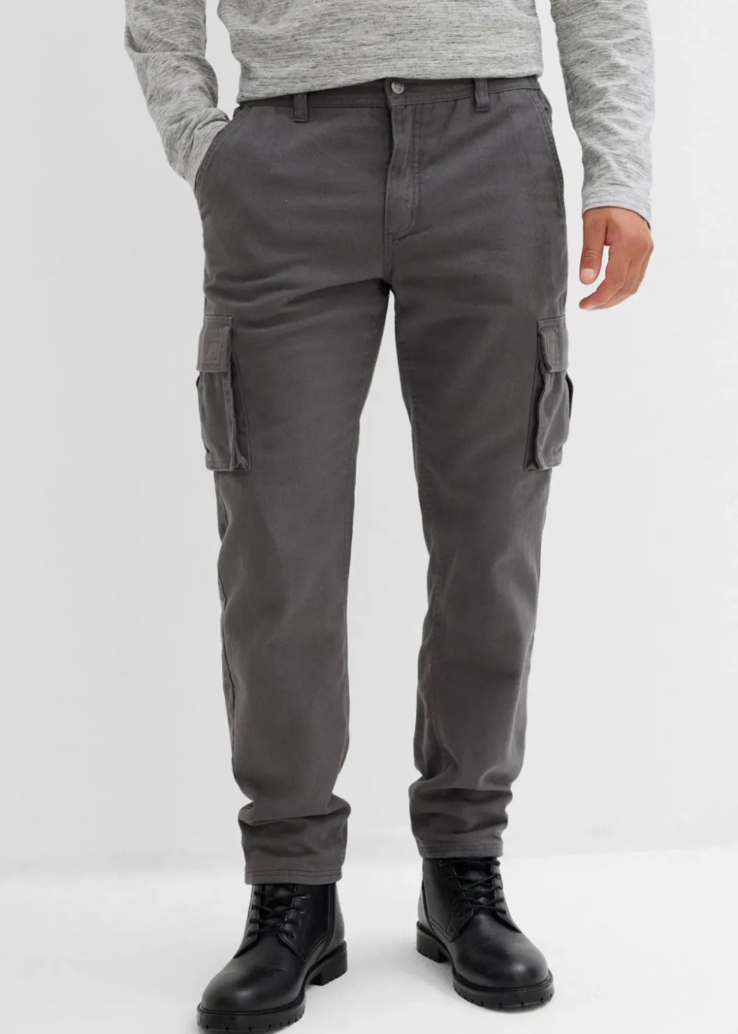 Thermo Relaxed Fit Cargohose mit Flanellfutter und Komfortbund, Straight Herren Hosen|Thermobekleidung