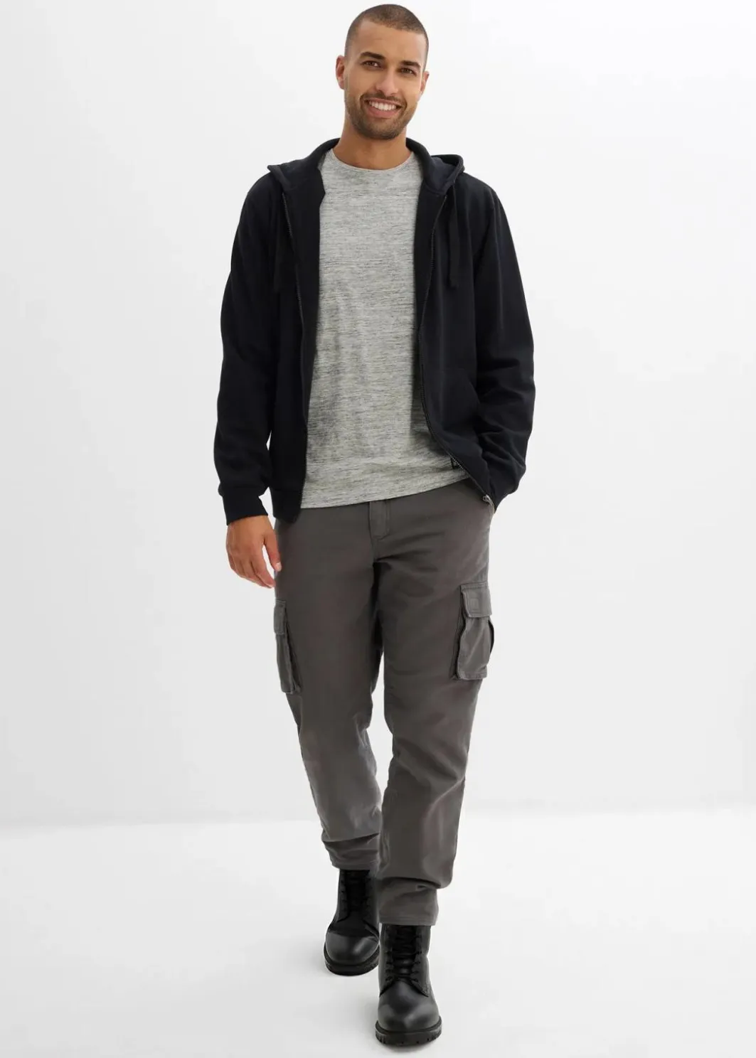 Thermo Relaxed Fit Cargohose mit Flanellfutter und Komfortbund, Straight Herren Hosen|Thermobekleidung
